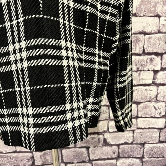 JM Collection Black & White Long Sleeve Fully Lined Blazer Size 16 - Picture 7 of 9